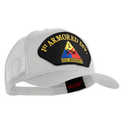 1st Armored Division Old Ironsides Patched Solid Cotton Twill Mesh Prostyle Cap - White OSFM