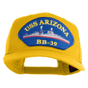 USS Arizona BB 39 Blue Patched Solid Cotton Twill 5 Panel Prostyle Snap Cap - Yellow OSFM