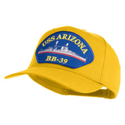USS Arizona BB 39 Blue Patched Solid Cotton Twill 5 Panel Prostyle Snap Cap - Yellow OSFM