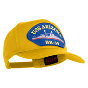 USS Arizona BB 39 Blue Patched Solid Cotton Twill 5 Panel Prostyle Snap Cap - Yellow OSFM