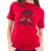 Joshua Tree Logo Graphic Design Ring Spun Combed Cotton Short Sleeve Deluxe Jersey T-Shirt - Red XS