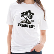 Joshua Tree Logo Graphic Design Ring Spun Combed Cotton Short Sleeve Deluxe Jersey T-Shirt - White XS