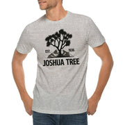 Joshua Tree Logo Graphic Design Ring Spun Combed Cotton Short Sleeve Deluxe Jersey T-Shirt - Heather-Grey XS