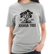 Joshua Tree Logo Graphic Design Ring Spun Combed Cotton Short Sleeve Deluxe Jersey T-Shirt - Heather-Grey XS