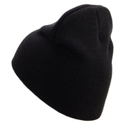 Simple Embroidered 8 inch Knitted Short Beanie - Black OSFM