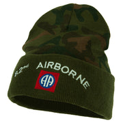 82nd Airborne Logo Embroidered Camo Long Beanie