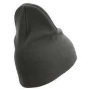 US Marine Corps Retired Emblem Symbol Embroidered 8 Inch Short Beanie Made in USA - Charcoal OSFM