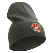 US Marine Corps Retired Emblem Symbol Embroidered 8 Inch Short Beanie Made in USA - Charcoal OSFM