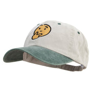 Confuse Emoji Embroidered Pigment Dyed Wash Cap - Beige-Green OSFM