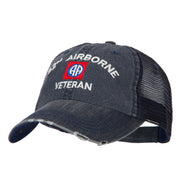 US Army 82nd Airborne Veteran Embroidered Low Profile Cotton Mesh Cap