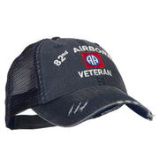 US Army 82nd Airborne Veteran Embroidered Low Profile Cotton Mesh Cap