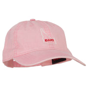 Idaho with Map Outline Embroidered Washed Cotton Twill Cap