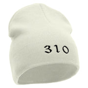 310 Embroidered 8 inch Acrylic Short Blank Beanie - White OSFM