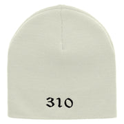 310 Embroidered 8 inch Acrylic Short Blank Beanie - White OSFM