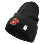 US Marine Corps Retired Emblem Symbol Embroidered 8 Inch Short Beanie Made in USA - Black OSFM