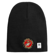 US Marine Corps Retired Emblem Symbol Embroidered 8 Inch Short Beanie Made in USA - Black OSFM