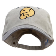 Confuse Emoji Embroidered Pigment Dyed Wash Cap - Beige-Black OSFM