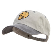 Confuse Emoji Embroidered Pigment Dyed Wash Cap - Beige-Black OSFM