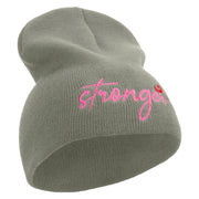 Be Stronger in Cancer Day Embroidered 8 inch Acrylic Short beanie - Grey OSFM