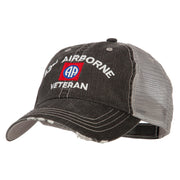 US Army 82nd Airborne Veteran Embroidered Low Profile Cotton Mesh Cap