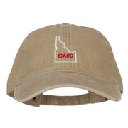 Idaho with Map Outline Embroidered Washed Cotton Twill Cap