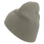 Simple Embroidered 8 inch Knitted Short Beanie - Dk-Grey OSFM