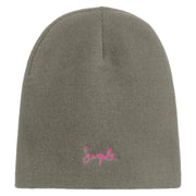 Simple Embroidered 8 inch Knitted Short Beanie - Dk-Grey OSFM