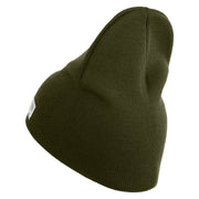 US Marine Corps Retired Emblem Symbol Embroidered 8 Inch Short Beanie Made in USA - Olive OSFM