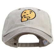 Confuse Emoji Embroidered Pigment Dyed Wash Cap - Beige-Brown OSFM