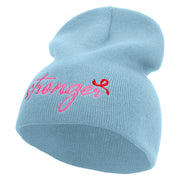 Be Stronger in Cancer Day Embroidered 8 inch Acrylic Short beanie - Lt-Blue OSFM