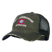 US Army 82nd Airborne Veteran Embroidered Low Profile Cotton Mesh Cap