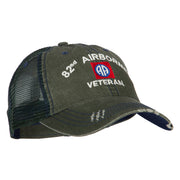 US Army 82nd Airborne Veteran Embroidered Low Profile Cotton Mesh Cap