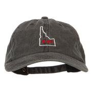 Idaho with Map Outline Embroidered Washed Cotton Twill Cap