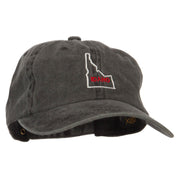 Idaho with Map Outline Embroidered Washed Cotton Twill Cap