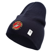 US Marine Corps Retired Emblem Symbol Embroidered 8 Inch Short Beanie Made in USA - Navy OSFM
