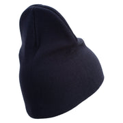 US Marine Corps Retired Emblem Symbol Embroidered 8 Inch Short Beanie Made in USA - Navy OSFM