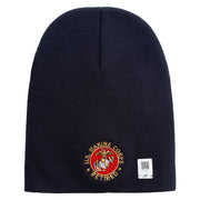 US Marine Corps Retired Emblem Symbol Embroidered 8 Inch Short Beanie Made in USA - Navy OSFM