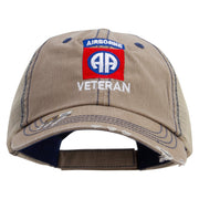 Licensed 82nd Airborne Veteran Embroidered Low Profile Special Cotton Mesh Cap - Khaki OSFM
