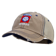 Licensed 82nd Airborne Veteran Embroidered Low Profile Special Cotton Mesh Cap - Khaki OSFM