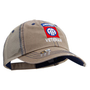 Licensed 82nd Airborne Veteran Embroidered Low Profile Special Cotton Mesh Cap - Khaki OSFM