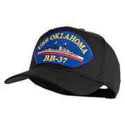 USS Oklahoma BB 37 Blue Patched Solid Cotton Twill 5 Panel Prostyle Snap Cap - Black OSFM