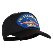 USS Oklahoma BB 37 Blue Patched Solid Cotton Twill 5 Panel Prostyle Snap Cap - Black OSFM