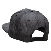 English Bulldog Head Patched 5 Panel Flat Bill Snapback Cap - Denim-Black OSFM