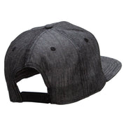 English Bulldog Head Patched 5 Panel Flat Bill Snapback Cap - Denim-Black OSFM