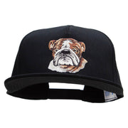 English Bulldog Head Patched 5 Panel Flat Bill Snapback Cap