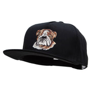 English Bulldog Head Patched 5 Panel Flat Bill Snapback Cap