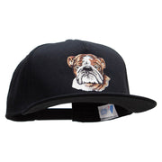 English Bulldog Head Patched 5 Panel Flat Bill Snapback Cap