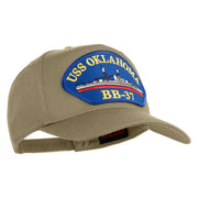 USS Oklahoma BB 37 Blue Patched Solid Cotton Twill 5 Panel Prostyle Snap Cap - Khaki OSFM
