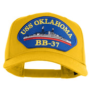USS Oklahoma BB 37 Blue Patched Solid Cotton Twill 5 Panel Prostyle Snap Cap - Yellow OSFM