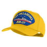USS Oklahoma BB 37 Blue Patched Solid Cotton Twill 5 Panel Prostyle Snap Cap - Yellow OSFM